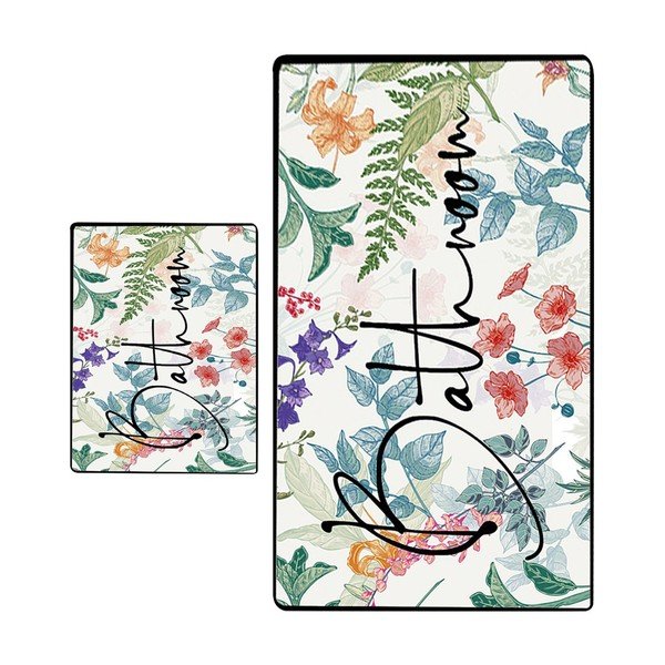 Koupelnové předložky v sadě 2 ks 60x100 cm Green In Flower – Foutastic