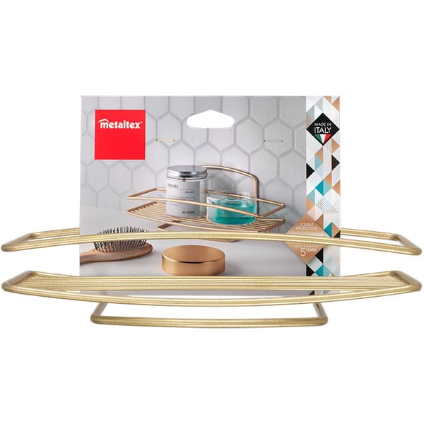 Ocelová koupelnová polička ve zlaté barvě Onda – Metaltex-image-2
