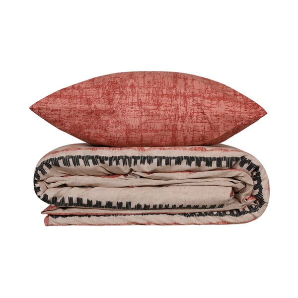 Prodloužené povlečení na dvoulůžko z bavlny Renforcé v cihlové a hnědé barvě 240x220 cm Felix – Mijolnir-image-1