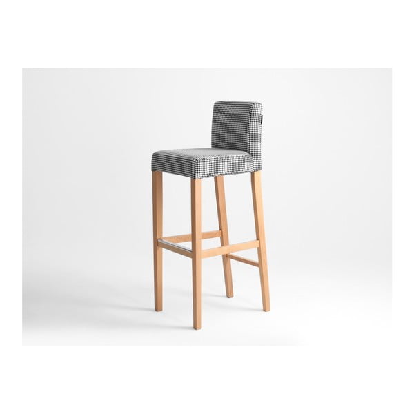 Černobílá barová židle s přírodními nohami Custom Form Wilton