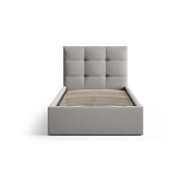 Šedá čalouněná jednolůžková postel s úložným prostorem s roštem 90x200 cm Phaedra – Micadoni -image-3