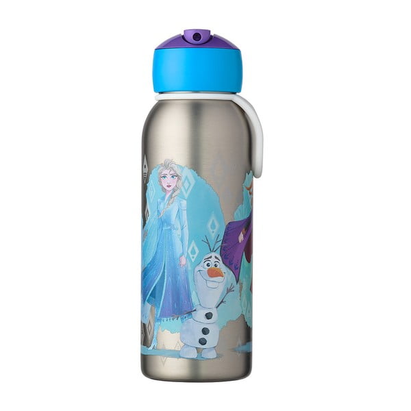 Nerezová dětská lahev ve stříbrné barvě 350 ml Frozen 2 – Mepal