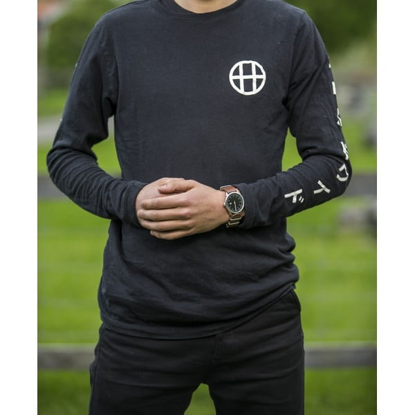 Hodinky s hnědým koženým řemínkem a černým ciferníkem CHPO Harold-image-1