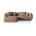 Světle hnědá sametová modulární rohová pohovka (levý roh/s lenoškou) Martina – Micadoni 