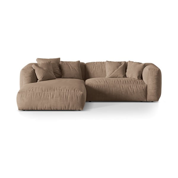 Světle hnědá modulární rohová pohovka z textilie bouclé (levý roh) Martina – Micadoni Home
