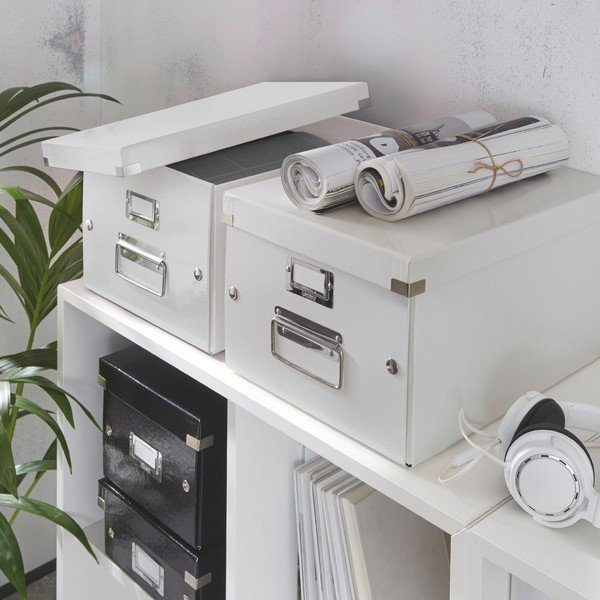 Bílý kartonový úložný box s víkem Click&Store - Leitz-image-1