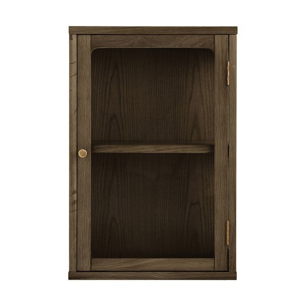 Tmavě hnědá závěsná vitrína v dekoru dubu 40x60x20 cm Zamora – House Nordic-image-2