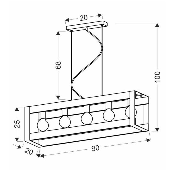 Černé závěsné svítidlo 20x90 cm Varna – Candellux Lighting-image-2
