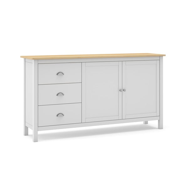 Bílá/přírodní nízká komoda z borovicového dřeva 150x80,5 cm Misti – Marckeric-image-3