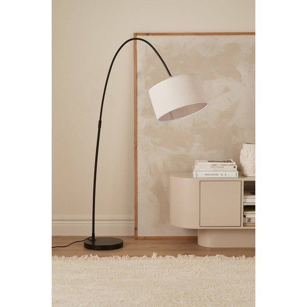 Bílá/černá látková stojací lampa s ohybatelnou konstrukcí (výška 145 cm) Arc – Ellos Home-image-2