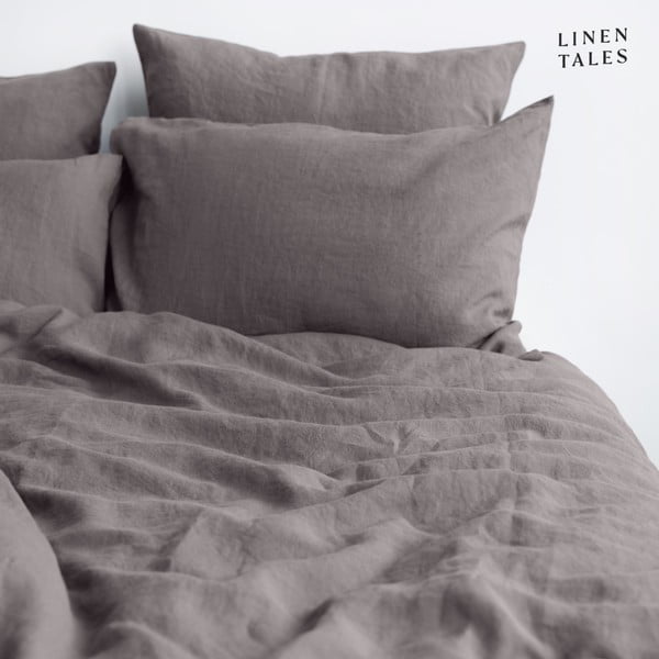 Tmavě šedé lněné povlečení na dvoulůžko 200x200 cm – Linen Tales-image-2