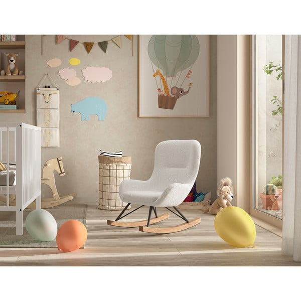 Bílé houpací dětské křesílko z textilie bouclé ROCKY – Vipack-image-1