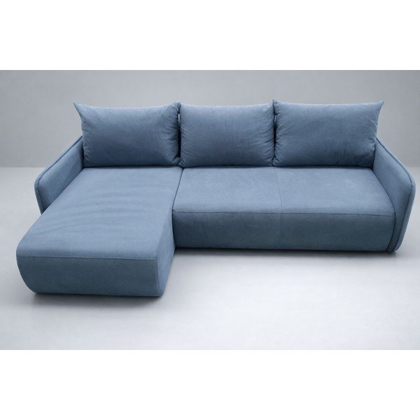 Modrá rozkládací/s úložným prostorem rohová pohovka (levý roh/s lenoškou) Nanea - II. jakost – Makamii-image-1