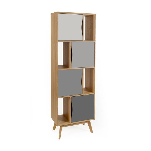 Šedá knihovna v dekoru dubu 65x191 cm Avon - Woodman-image-3