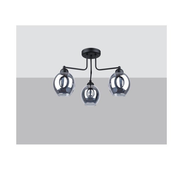 Černé stropní svítidlo se skleněným stínidlem 54x54 cm Garten – Sollux-image-2