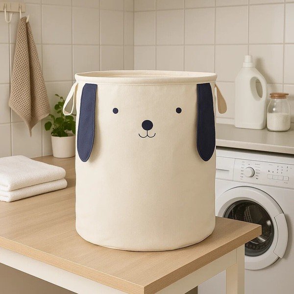 Bílý látkový dětský koš na hračky ø 39x48 cm Mimo Dog Face – Premier Housewares-image-1