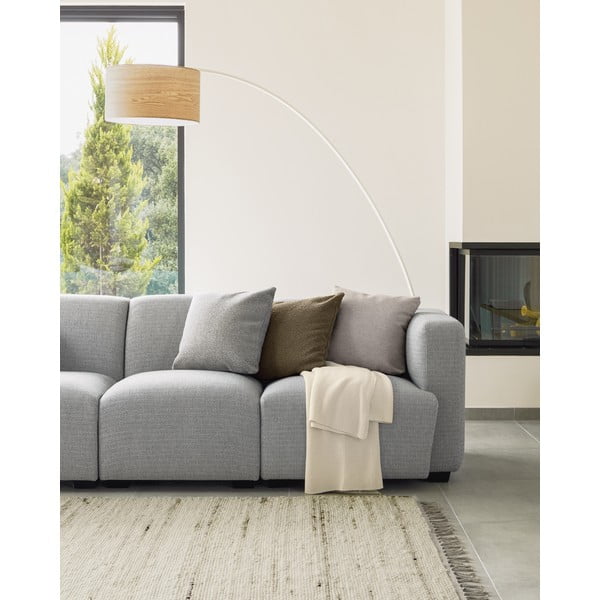 Stojací lampa s dřevěným stínidlem v bílo-přírodní barvě (výška 210 cm) Juhe Ash – Kave Home-image-2