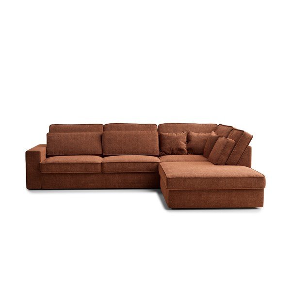 Žinylková rohová pohovka v měděné barvě (pravý roh/do L) Kirou – Maison de Rêve