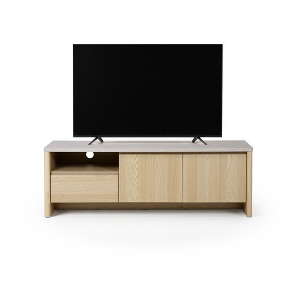 Bílý/ve světle přírodní barvě TV stolek v dekoru dubu 153x50x45 cm Dore – Marckeric-image-3
