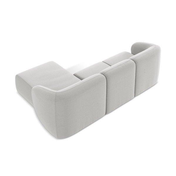 Světle šedá sametová rohová pohovka (pravý roh/s lenoškou) Lani – Makamii-image-3