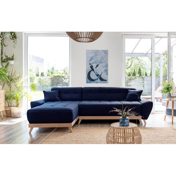 Námořnicky modrá rozkládací variabilní rohová pohovka Miuform Dazzling Daisy-image-1