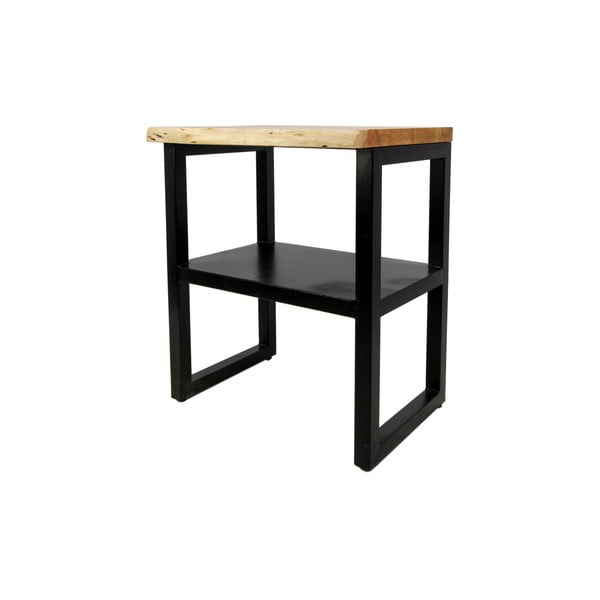 Příruční stolek s poličkou z neopracovaného akáciového dřeva HSM collection SoHo-image-2