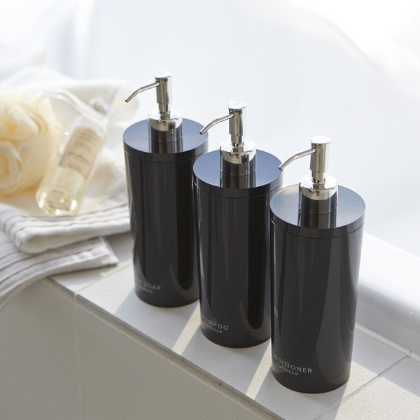 Černý plastový dávkovač mýdla 500 ml Round – YAMAZAKI-image-4