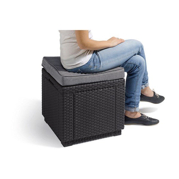 Tmavě šedý zahradní taburet Cube – Keter-image-2