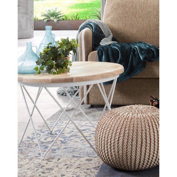 Hnědobílý sedací puf Kave Home Shore-image-2