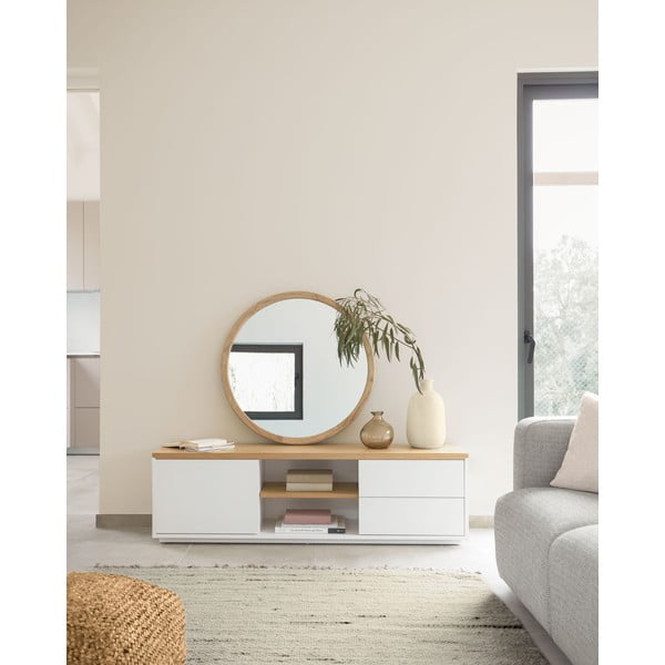 Bílý TV stolek v dekoru dubu 150x44x36 cm Abilen – Kave Home-image-1