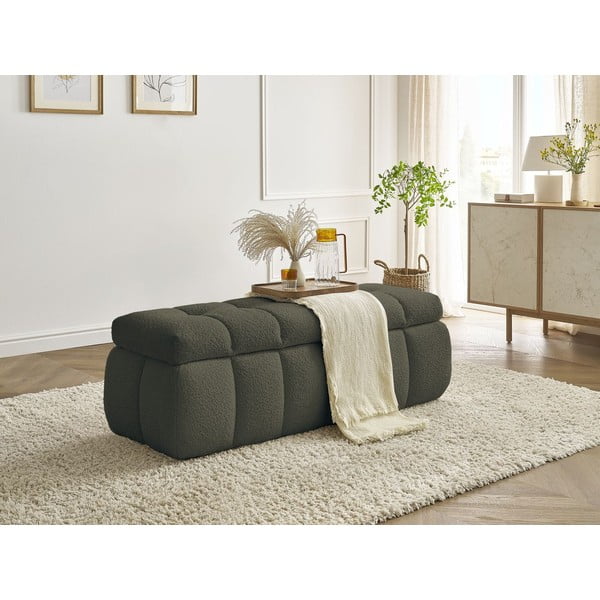 Zelená lavice z textilie bouclé Mont Blanc – Bobochic Paris-image-1