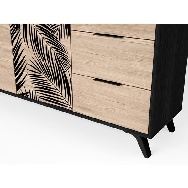 Černá nízká komoda v dekoru dubu 136x81 cm Palmera - Marckeric-image-1