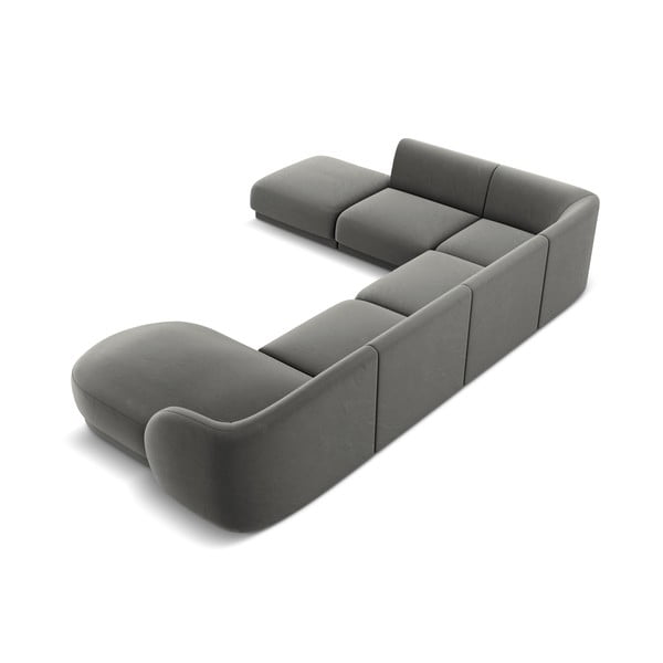 Šedá sametová rohová pohovka (levý roh) Miley - Micadoni Home-image-4