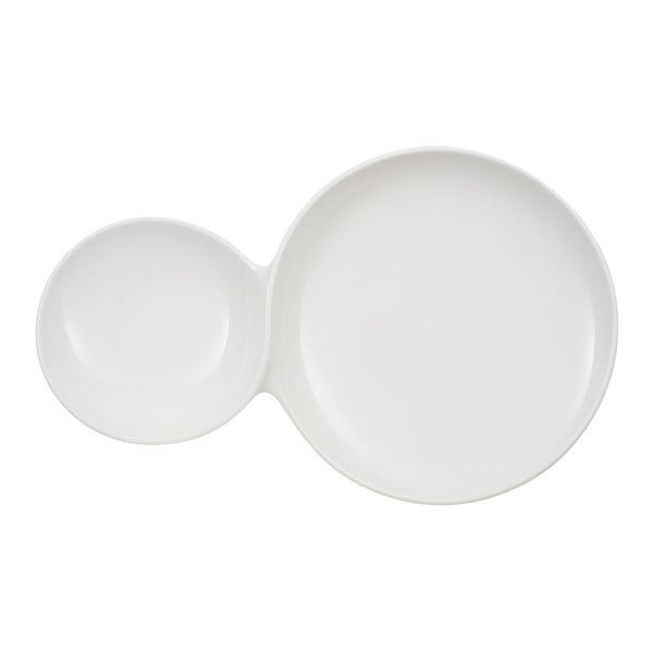 Bílý dvojitý porcelánový talíř Villeroy & Boch Flow, 47 x 29 cm