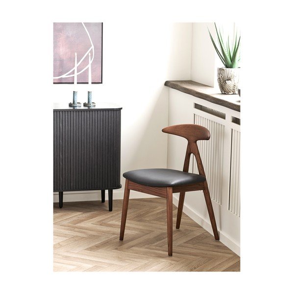 Černá/tmavě hnědá jídelní židle z dubového dřeva Lanuza – House Nordic-image-1