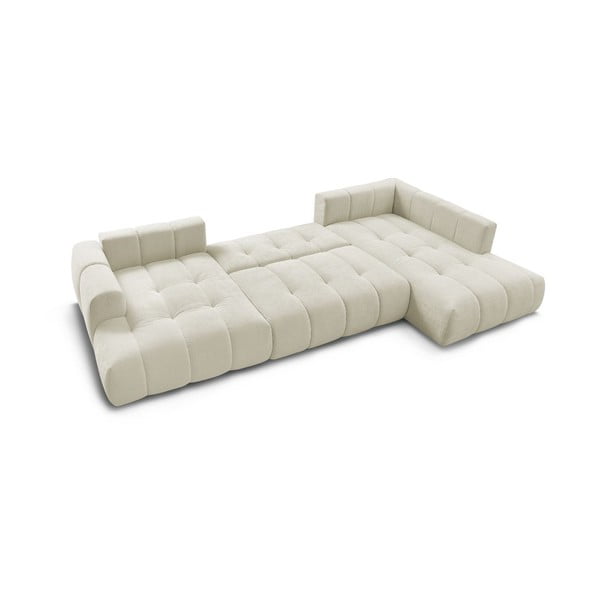 Béžová rozkládací/s úložným prostorem rohová pohovka (pravý roh/do "U") Fuji – Bobochic Paris-image-4