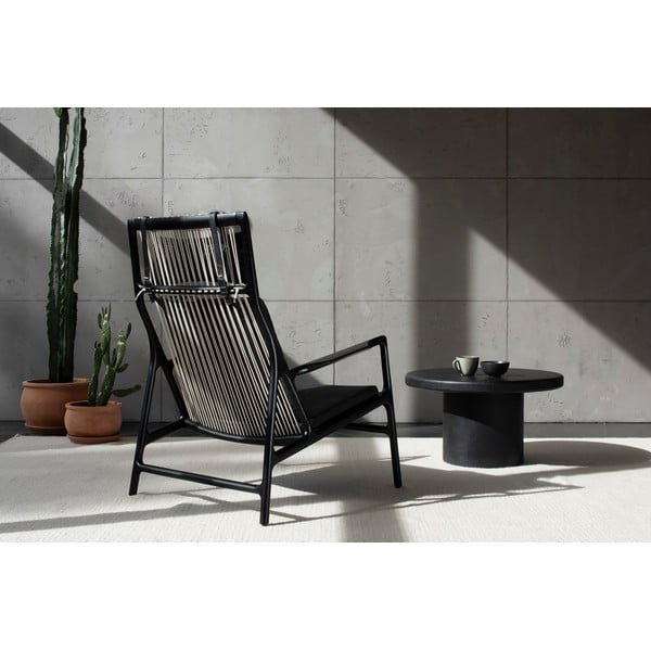 Křeslo s konstrukcí z dubového dřeva se modrošedým textilním sedákem Gazzda Dedo-image-1