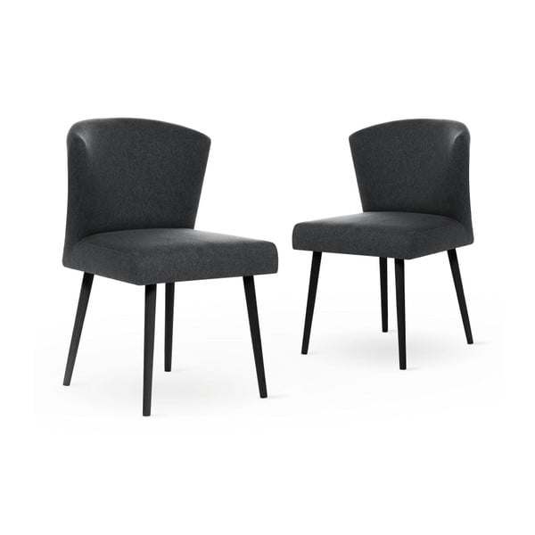 Sada 2 tmavě šedých židlí s černými nohami My Pop Design Richter
