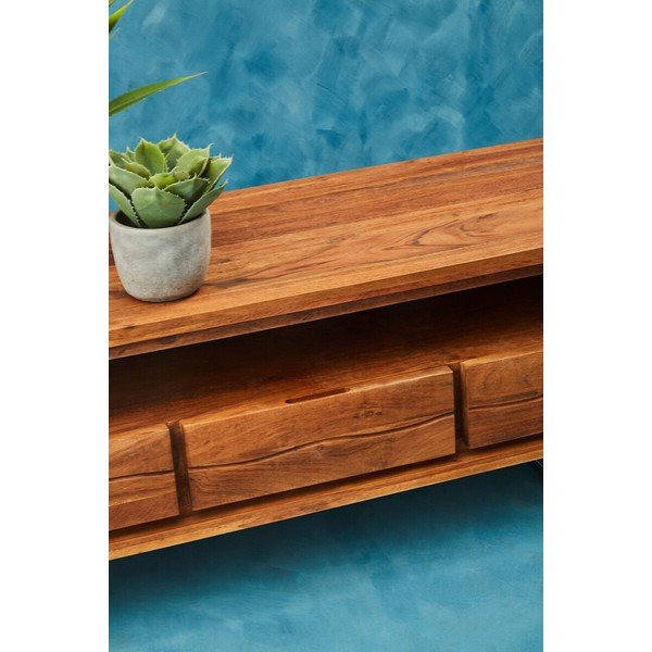 TV stolek z masivu akácie v tmavě přírodní barvě 140x52x50 cm Simla – Premier Housewares-image-4