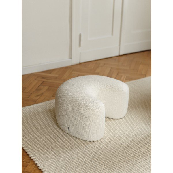 Béžový taburet z textilie bouclé Ü – noo.ma-image-3