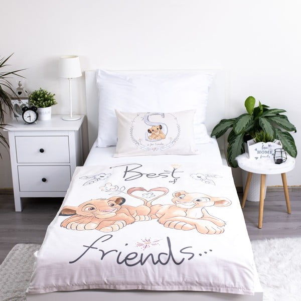 Světle žluté bavlněné dětské povlečení do postýlky 100x135 cm Lion King "Best Friends" – Jerry Fabrics-image-2