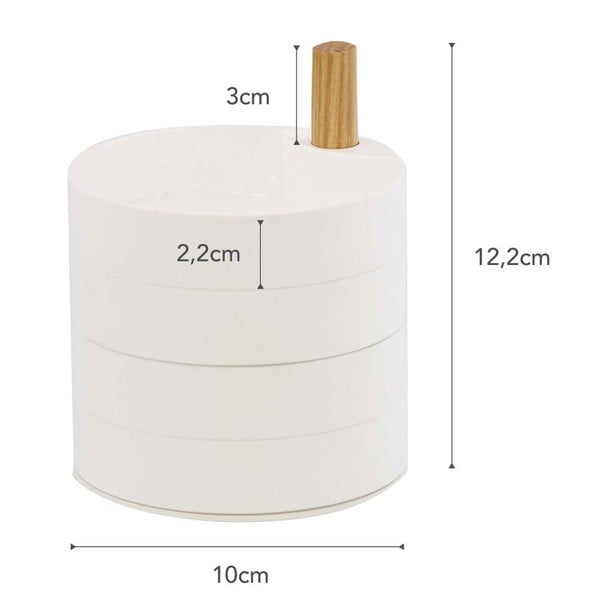 Bílá šperkovnice s detailem z bukového dřeva YAMAZAKI Tosca-image-3