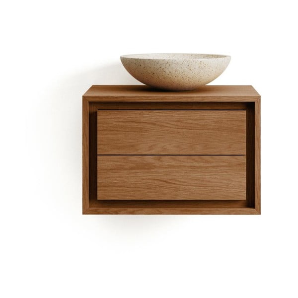 Hnědá závěsná skříňka pod umyvadlo z teakového dřeva 60x40 cm Kenta – Kave Home-image-2