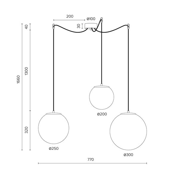 Bílé tříramenné závěsné svítidlo s objímkou v černé barvě Sotto Luce TSUKI-image-3