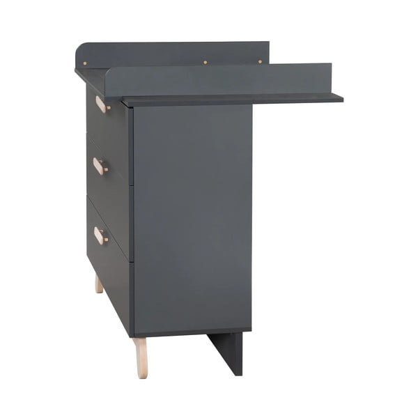 Antracitová nízká dětská komoda s přebalovacím pultem 117x103 cm Jara – Roba-image-2