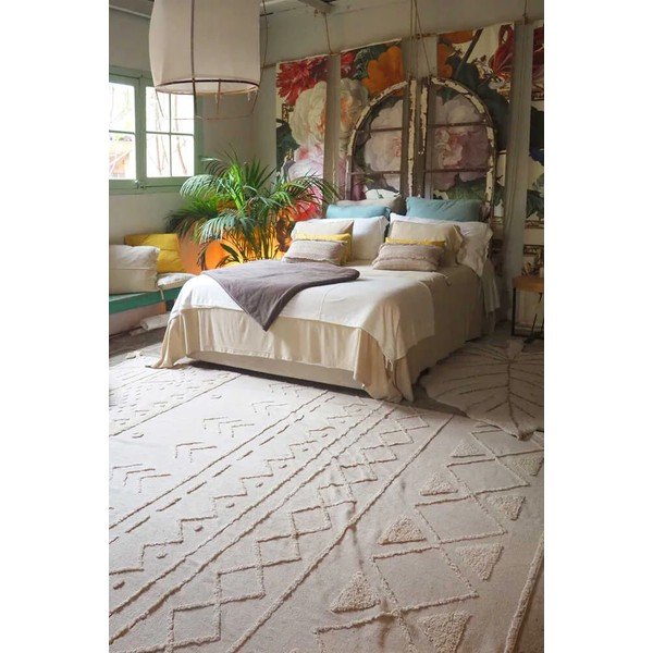 Bílý pratelný ručně tkaný bavlněný koberec 170x240 cm Tribu Natural – Lorena Canals-image-1