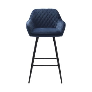 Modrá sametová barová židle (výška sedáku 67 cm) Milton – Unique Furniture