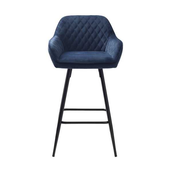 Modrá sametová barová židle (výška sedáku 67 cm) Milton – Unique Furniture-image-1