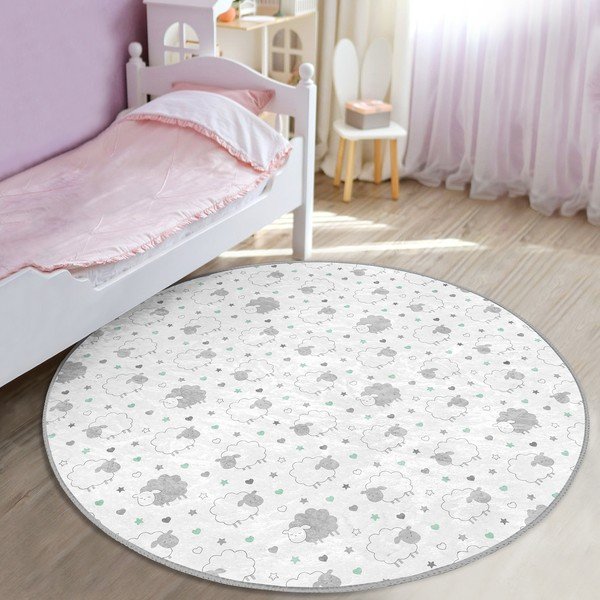 Dětský koberec ve světle šedo-bílé barvě ø 80 cm Comfort – Mila Home-image-1