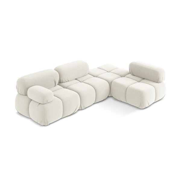 Bílá sametová modulární rohová pohovka (pravý roh) Lokua – Makamii-image-2